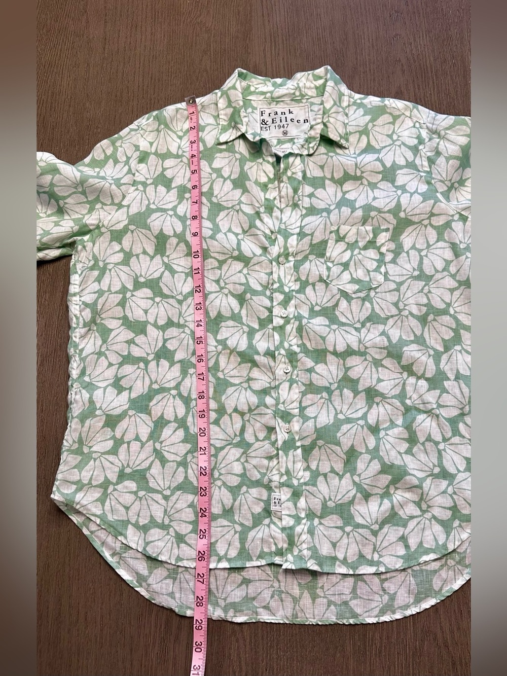 Frank & Eileen Eileen Mint Floral Linen Button Up Shirt Medium Italy - Picture 6 of 12